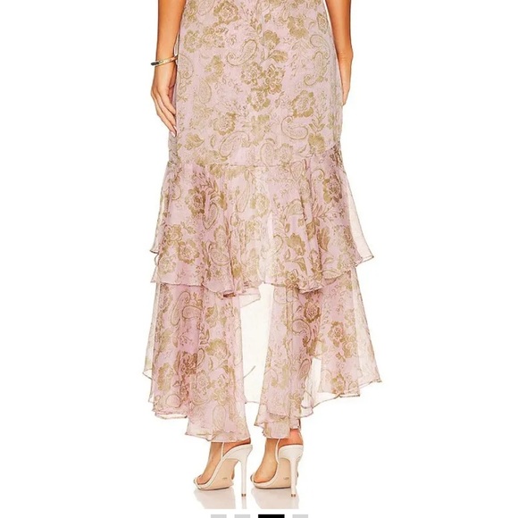 Misa Los Angeles Seva Rose Paisley Asymmetrical Skirt and Halter Top - Picture 4 of 7